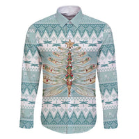 Dragonfly Christmas Family Matching Mermaid Dress and Hawaiian Shirt Frosty Minty Xmas Tree - Wonder Print Shop