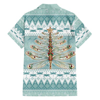 Dragonfly Christmas Family Matching Off The Shoulder Long Sleeve Dress and Hawaiian Shirt Frosty Minty Xmas Tree - Wonder Print Shop