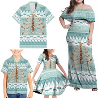 Dragonfly Christmas Family Matching Off Shoulder Maxi Dress and Hawaiian Shirt Frosty Minty Xmas Tree - Wonder Print Shop