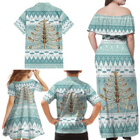 Dragonfly Christmas Family Matching Off Shoulder Maxi Dress and Hawaiian Shirt Frosty Minty Xmas Tree - Wonder Print Shop