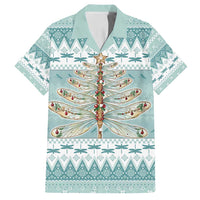 Dragonfly Christmas Family Matching Off Shoulder Maxi Dress and Hawaiian Shirt Frosty Minty Xmas Tree - Wonder Print Shop