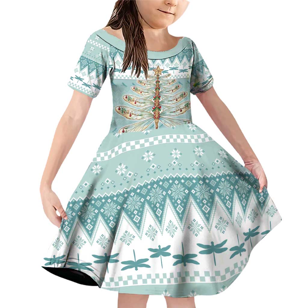 Dragonfly Christmas Family Matching Off Shoulder Short Dress and Hawaiian Shirt Frosty Minty Xmas Tree - Wonder Print Shop