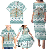 Dragonfly Christmas Family Matching Puletasi and Hawaiian Shirt Frosty Minty Xmas Tree - Wonder Print Shop