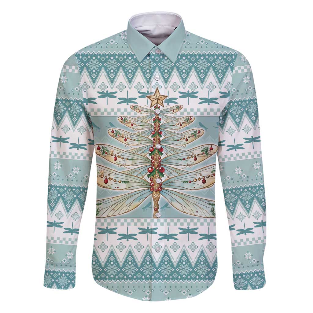 Dragonfly Christmas Family Matching Puletasi and Hawaiian Shirt Frosty Minty Xmas Tree - Wonder Print Shop