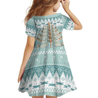 Dragonfly Christmas Family Matching Short Sleeve Bodycon Dress and Hawaiian Shirt Frosty Minty Xmas Tree - Wonder Print Shop
