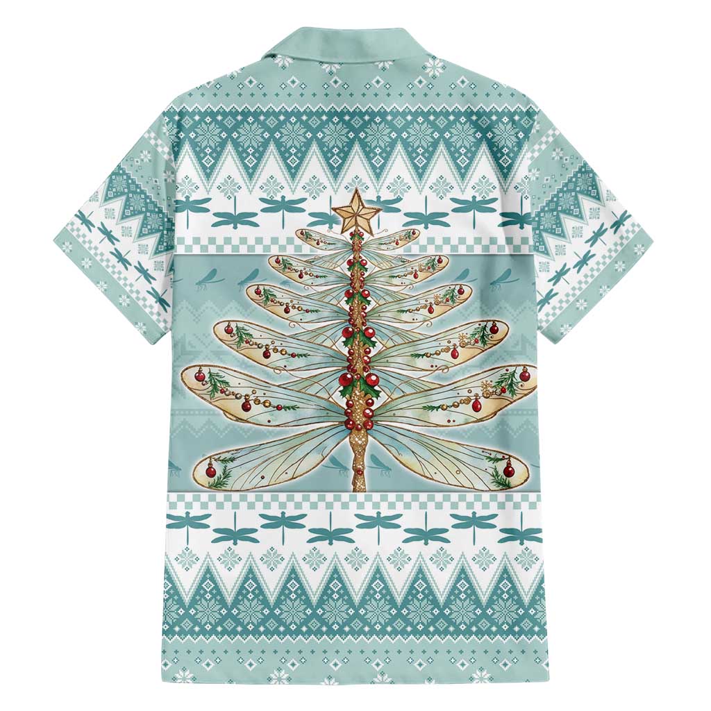 Dragonfly Christmas Family Matching Short Sleeve Bodycon Dress and Hawaiian Shirt Frosty Minty Xmas Tree - Wonder Print Shop