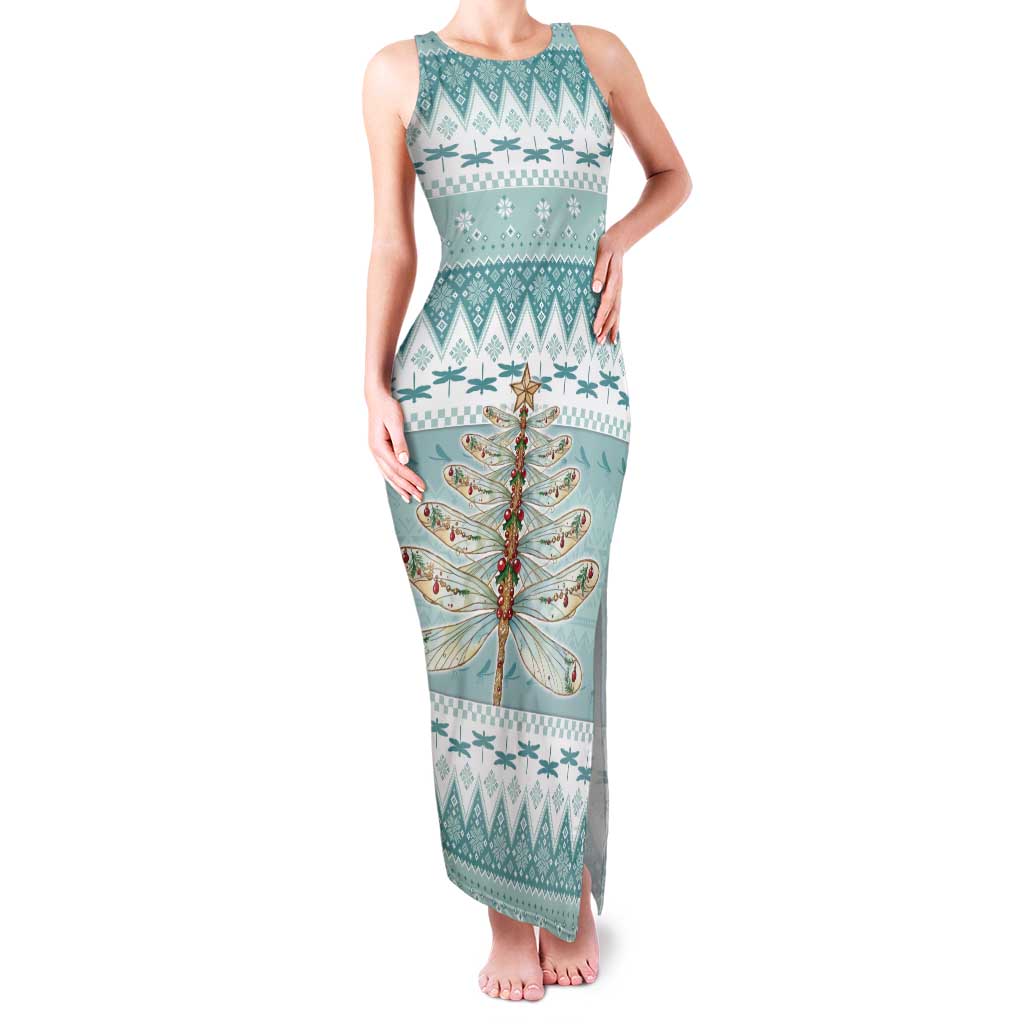 Dragonfly Christmas Family Matching Tank Maxi Dress and Hawaiian Shirt Frosty Minty Xmas Tree - Wonder Print Shop
