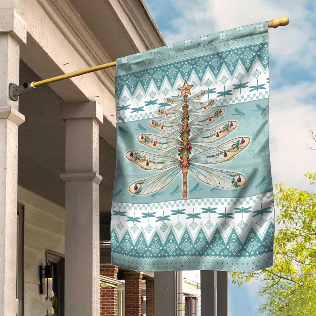 Dragonfly Christmas Garden Flag Frosty Minty Xmas Tree - Wonder Print Shop