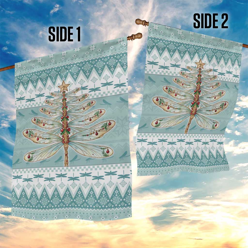 Dragonfly Christmas Garden Flag Frosty Minty Xmas Tree - Wonder Print Shop