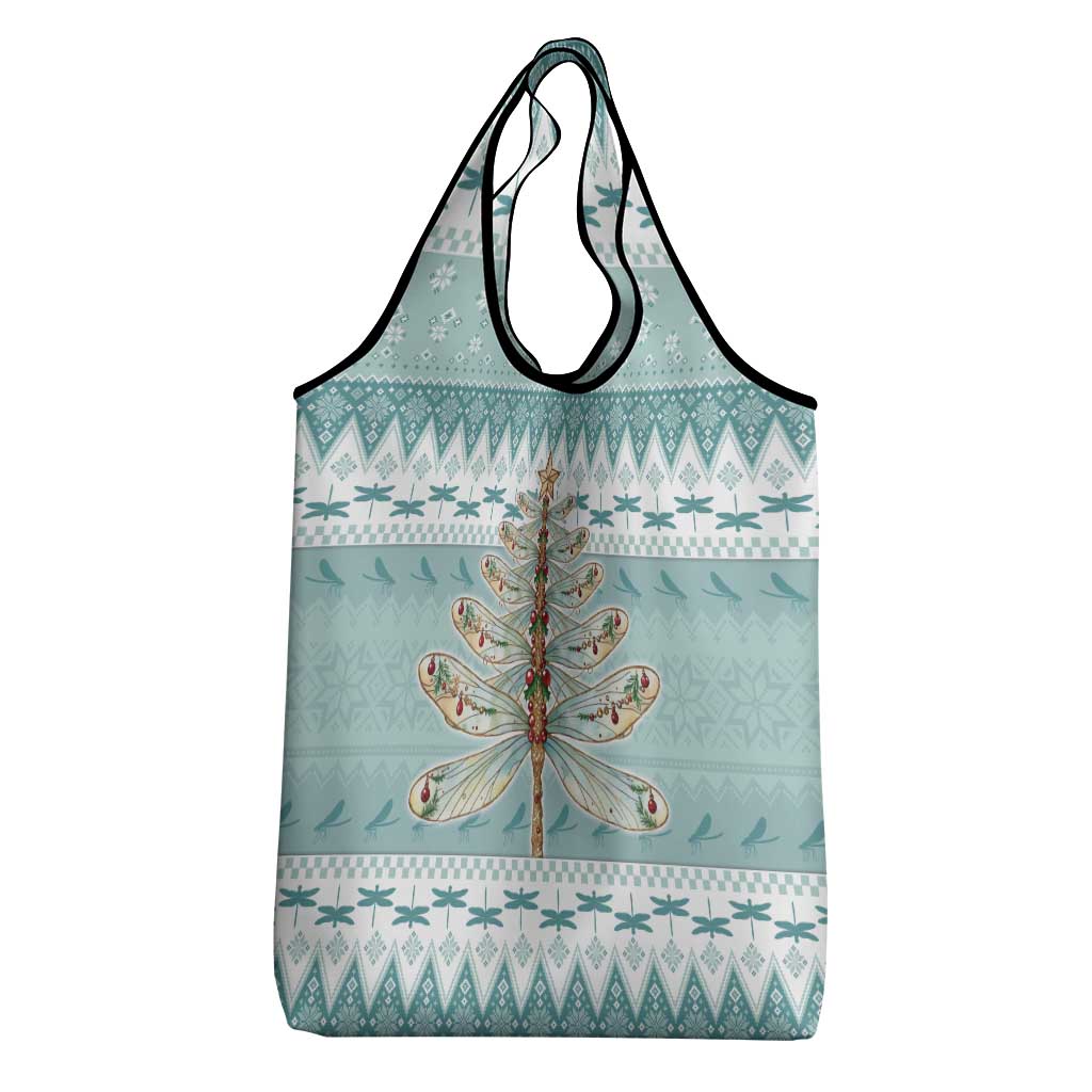Dragonfly Christmas Grocery Bag Frosty Minty Xmas Tree - Wonder Print Shop
