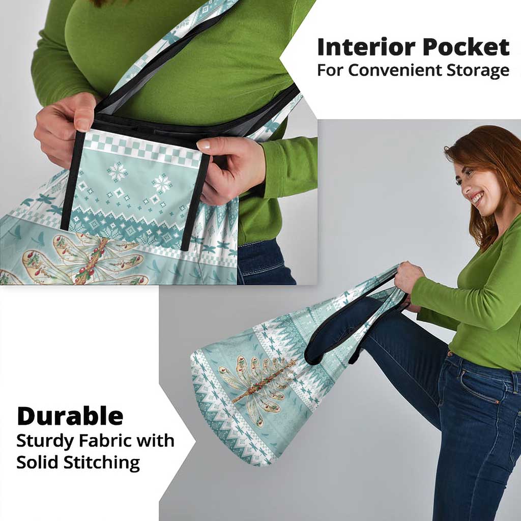 Dragonfly Christmas Grocery Bag Frosty Minty Xmas Tree - Wonder Print Shop