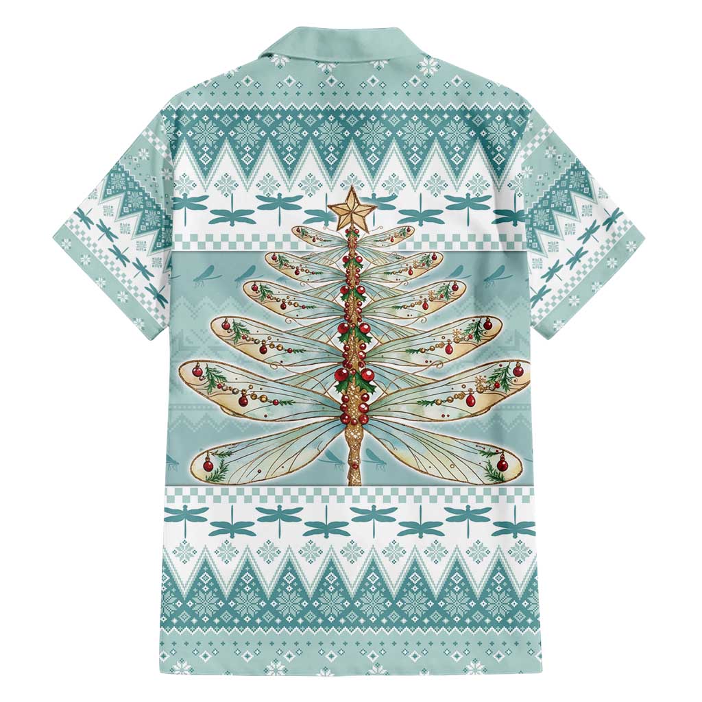 Dragonfly Christmas Hawaiian Shirt Frosty Minty Xmas Tree - Wonder Print Shop