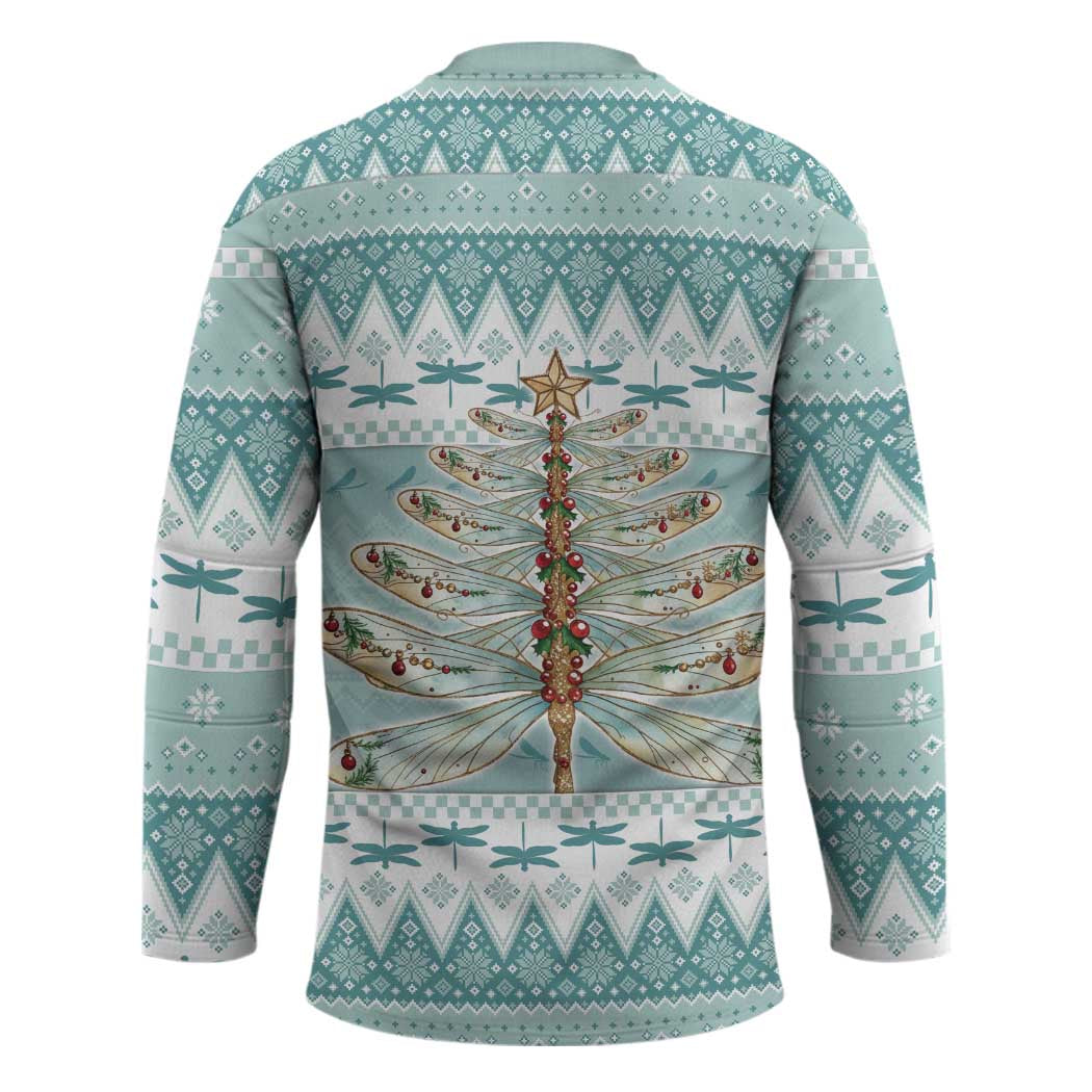 Dragonfly Christmas Hockey Jersey Frosty Minty Xmas Tree - Wonder Print Shop