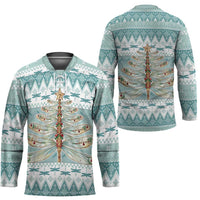 Dragonfly Christmas Hockey Jersey Frosty Minty Xmas Tree - Wonder Print Shop