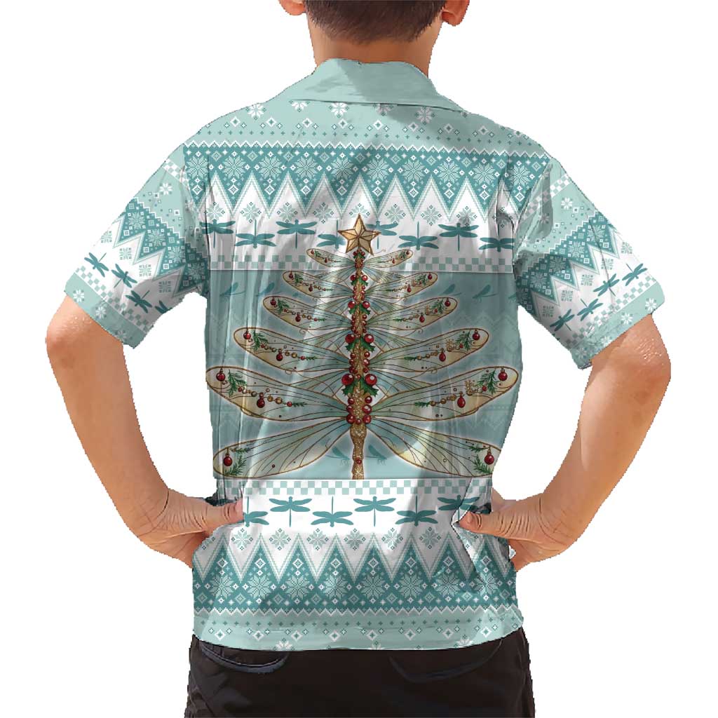 Dragonfly Christmas Kid Hawaiian Shirt Frosty Minty Xmas Tree - Wonder Print Shop