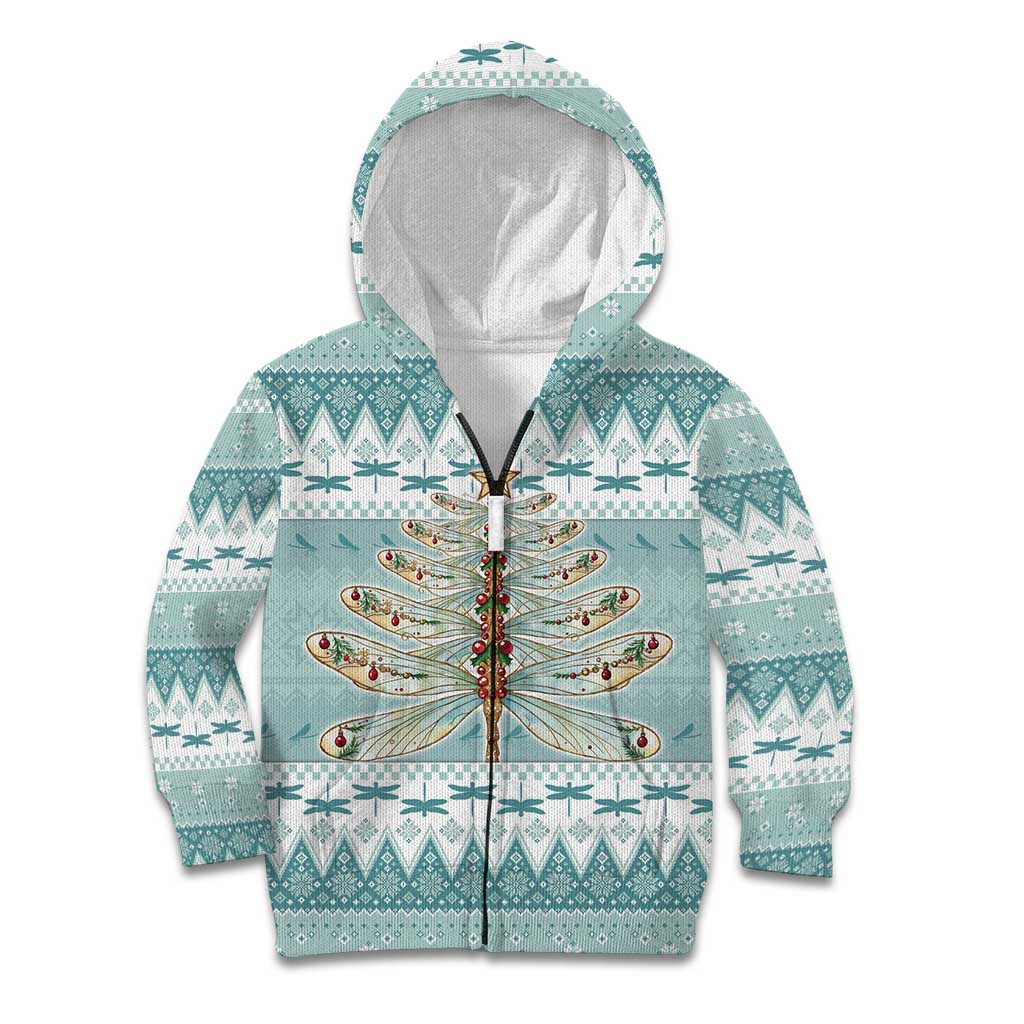 Dragonfly Christmas Kid Hoodie Frosty Minty Xmas Tree - Wonder Print Shop