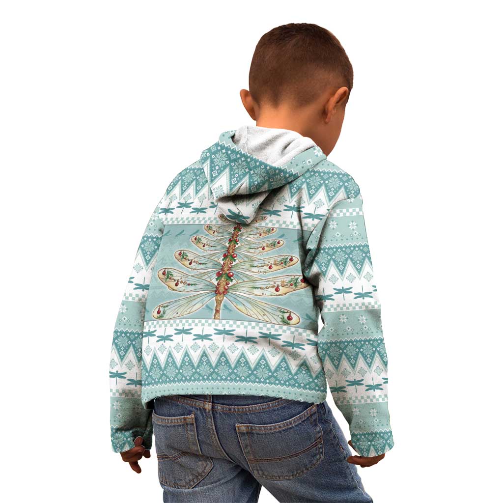 Dragonfly Christmas Kid Hoodie Frosty Minty Xmas Tree - Wonder Print Shop
