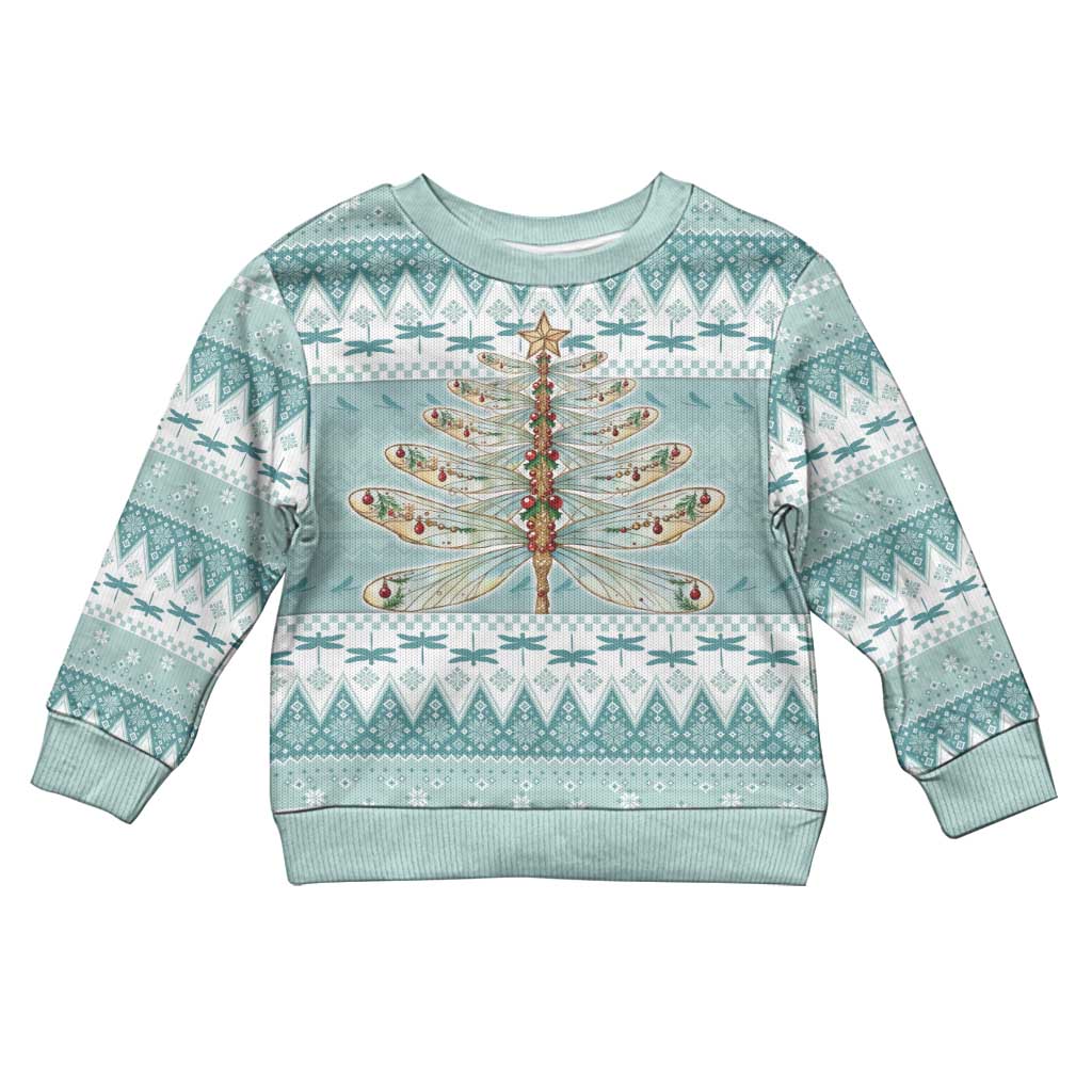 Dragonfly Christmas Kid Ugly Christmas Sweater Frosty Minty Xmas Tree - Wonder Print Shop
