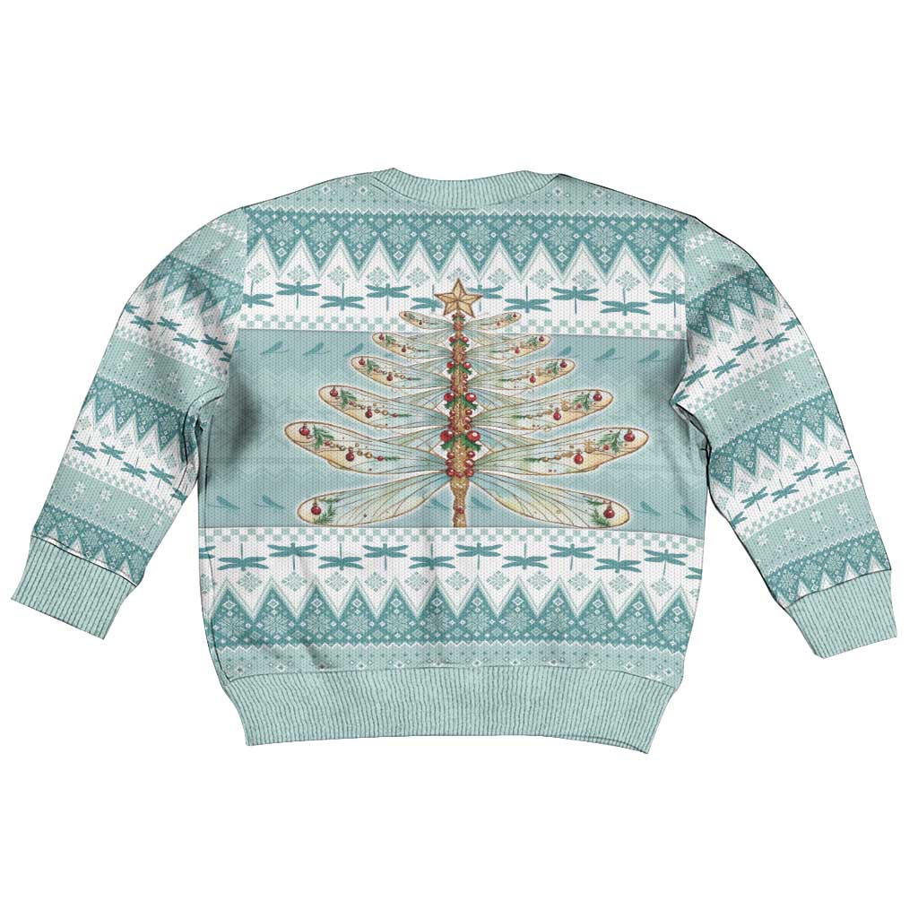 Dragonfly Christmas Kid Ugly Christmas Sweater Frosty Minty Xmas Tree - Wonder Print Shop