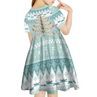 Dragonfly Christmas Kid Short Sleeve Dress Frosty Minty Xmas Tree - Wonder Print Shop