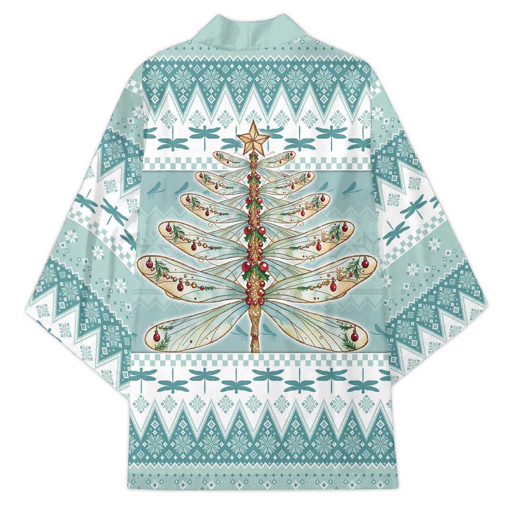 Dragonfly Christmas Kimono Frosty Minty Xmas Tree - Wonder Print Shop