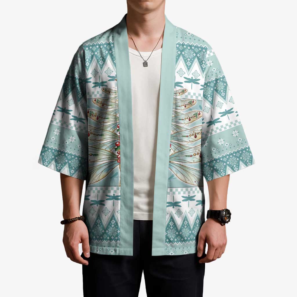 Dragonfly Christmas Kimono Frosty Minty Xmas Tree - Wonder Print Shop