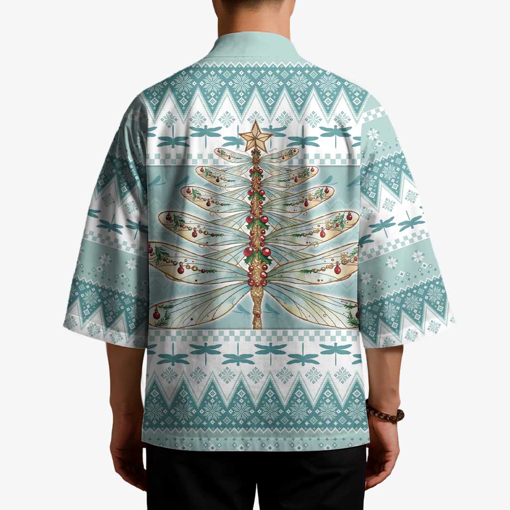 Dragonfly Christmas Kimono Frosty Minty Xmas Tree - Wonder Print Shop