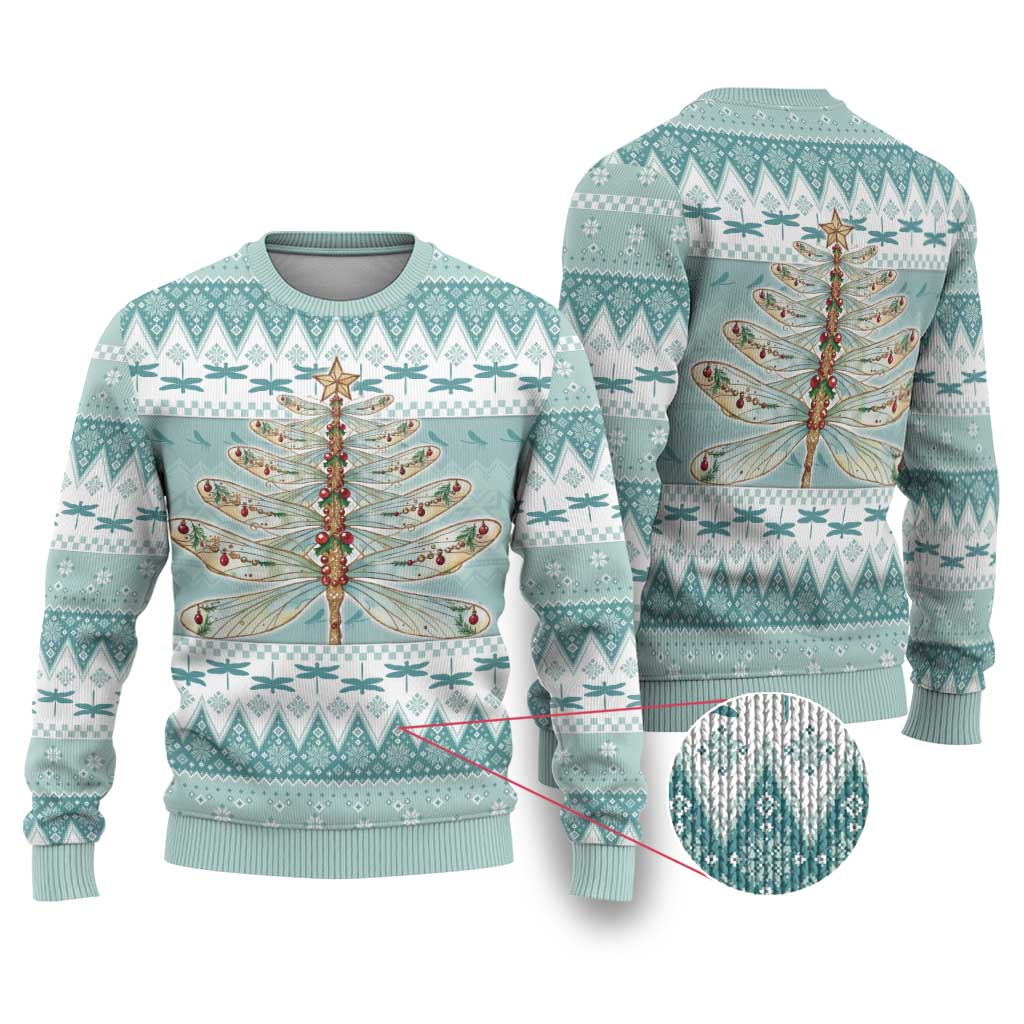 Dragonfly Christmas Ugly Christmas Sweater Frosty Minty Xmas Tree - Wonder Print Shop