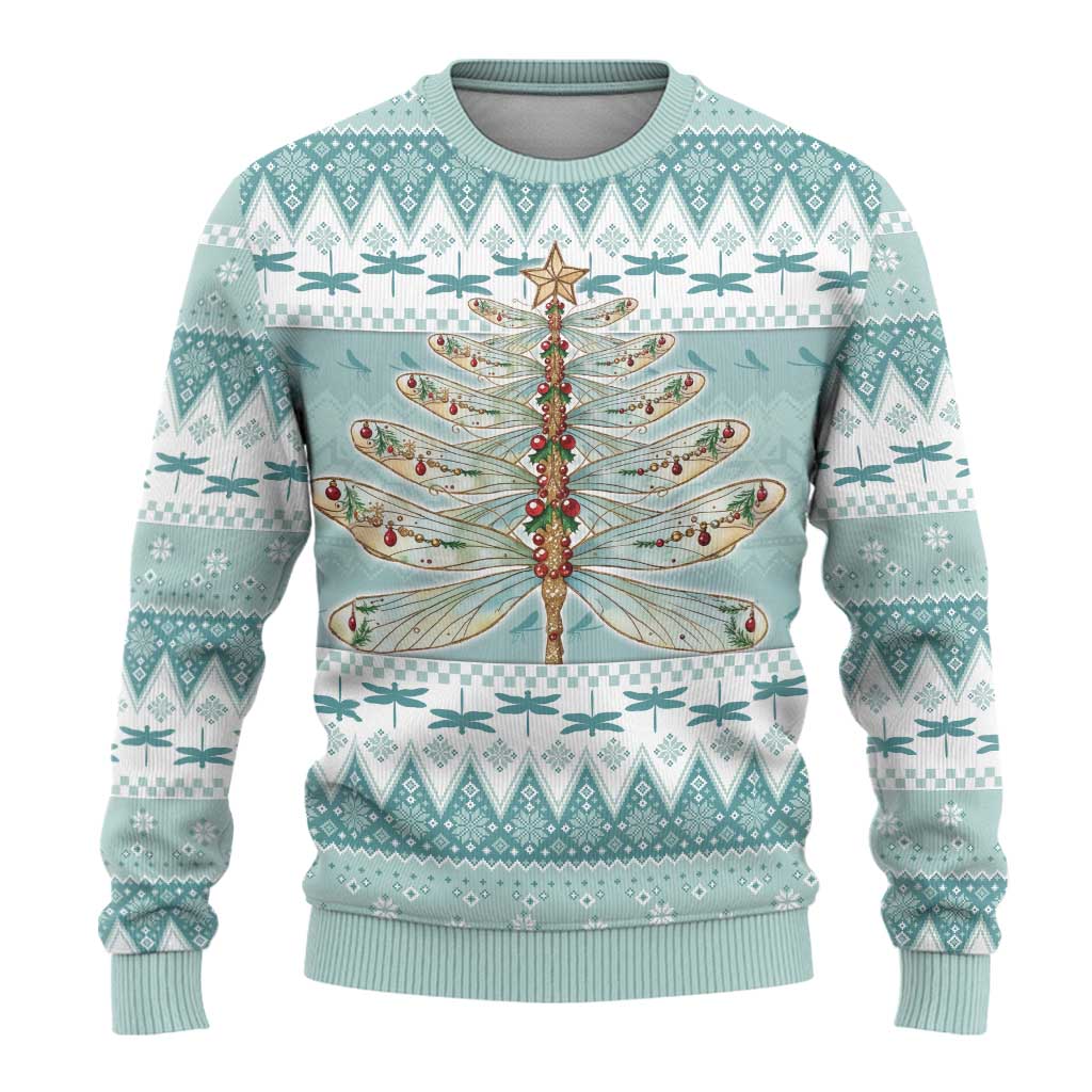 Dragonfly Christmas Ugly Christmas Sweater Frosty Minty Xmas Tree - Wonder Print Shop