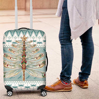 Dragonfly Christmas Luggage Cover Frosty Minty Xmas Tree - Wonder Print Shop