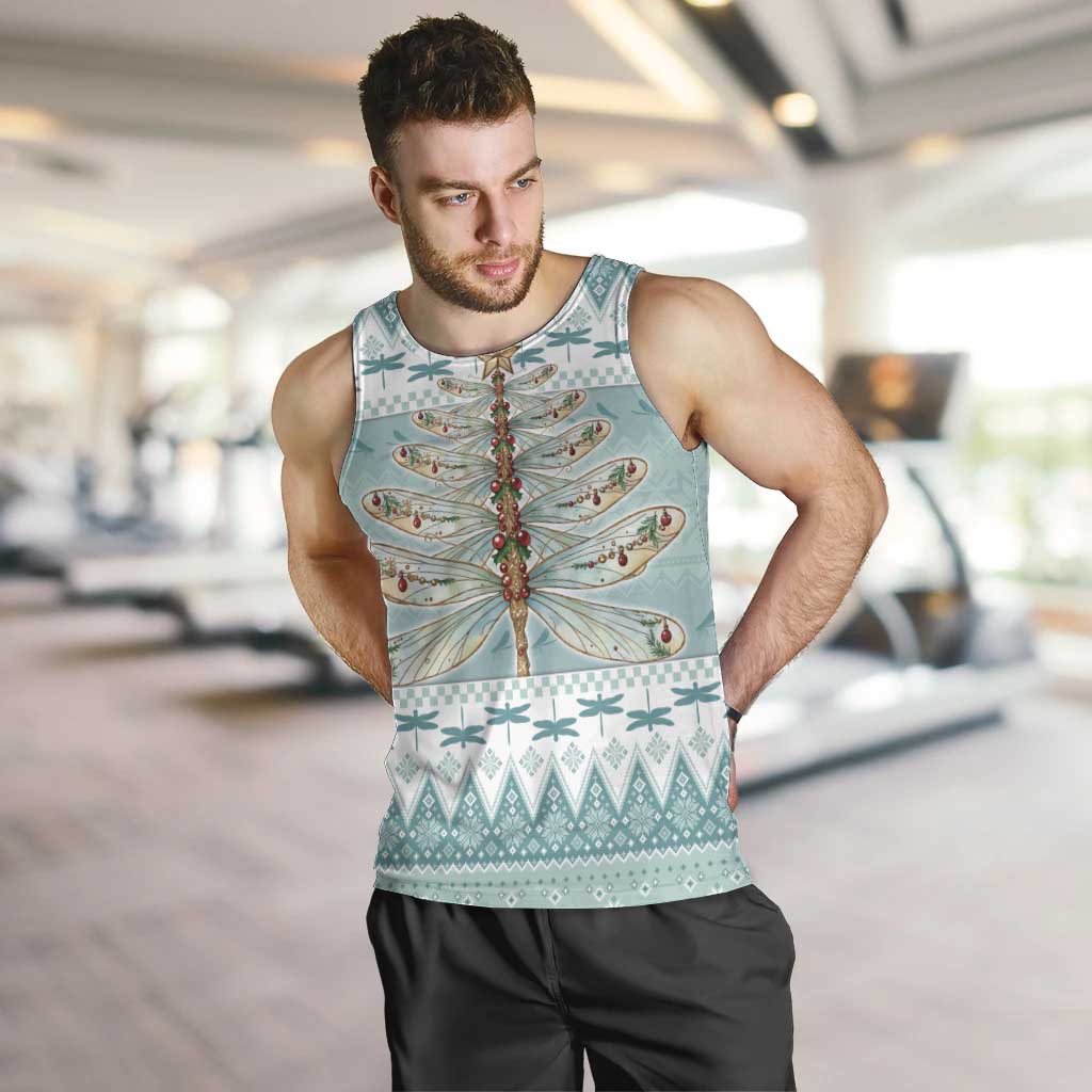 Dragonfly Christmas Men Tank Top Frosty Minty Xmas Tree - Wonder Print Shop