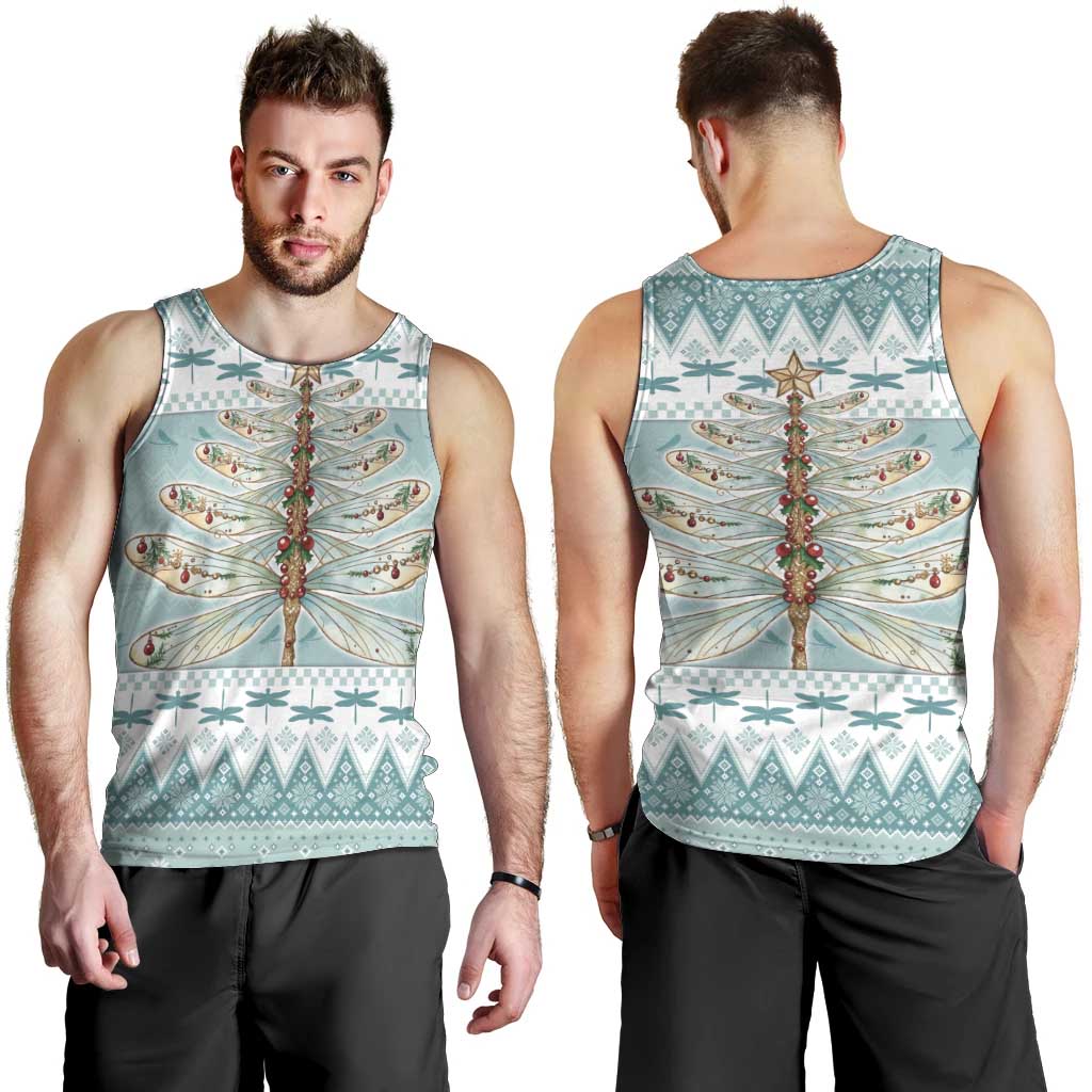 Dragonfly Christmas Men Tank Top Frosty Minty Xmas Tree - Wonder Print Shop