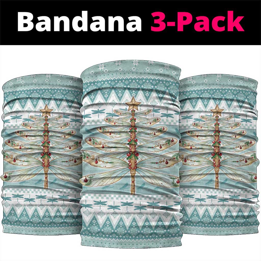 Dragonfly Christmas Neck Gaiter Frosty Minty Xmas Tree - Wonder Print Shop