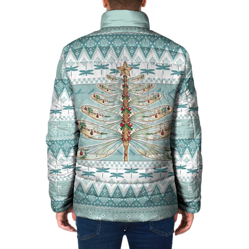 Dragonfly Christmas Padded Jacket Frosty Minty Xmas Tree - Wonder Print Shop