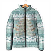 Dragonfly Christmas Padded Jacket Frosty Minty Xmas Tree - Wonder Print Shop