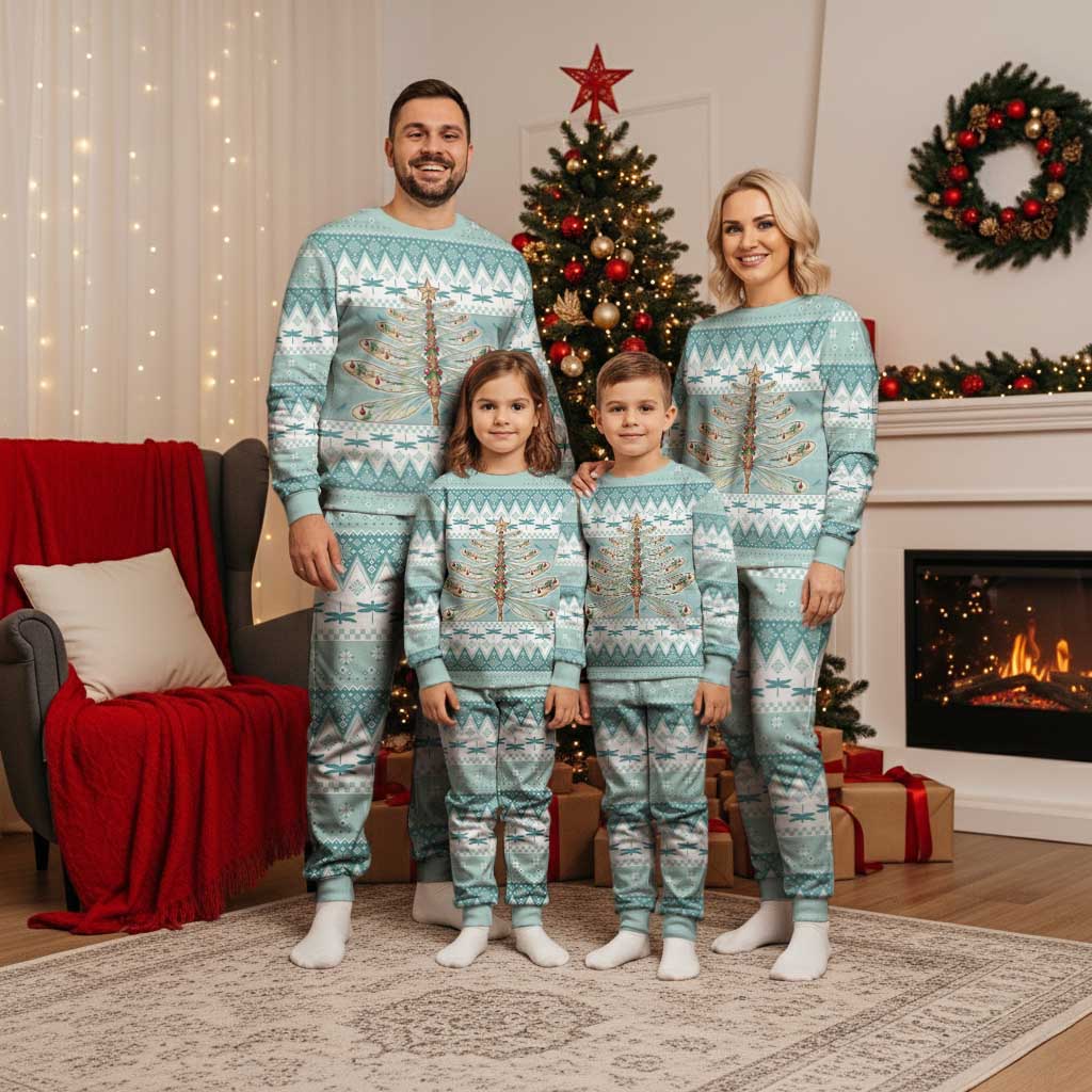 Dragonfly Christmas Pajama Set Frosty Minty Xmas Tree - Wonder Print Shop