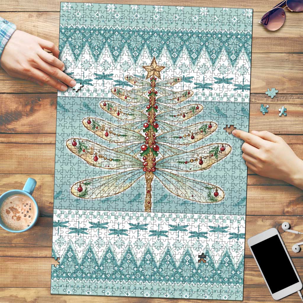 Dragonfly Christmas Puzzle Frosty Minty Xmas Tree - Wonder Print Shop
