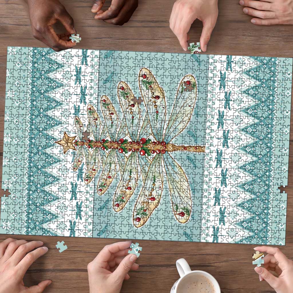 Dragonfly Christmas Puzzle Frosty Minty Xmas Tree - Wonder Print Shop