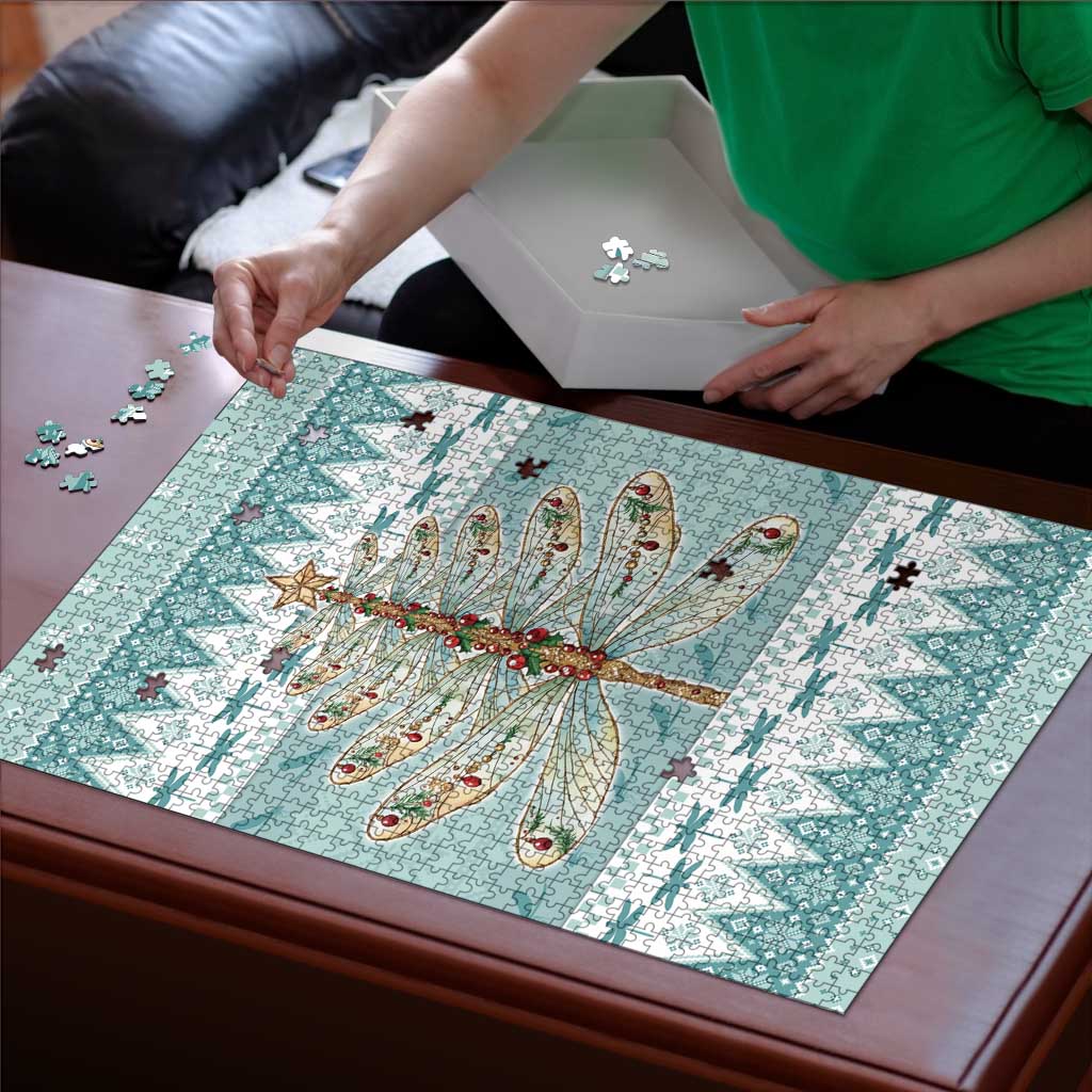 Dragonfly Christmas Puzzle Frosty Minty Xmas Tree - Wonder Print Shop