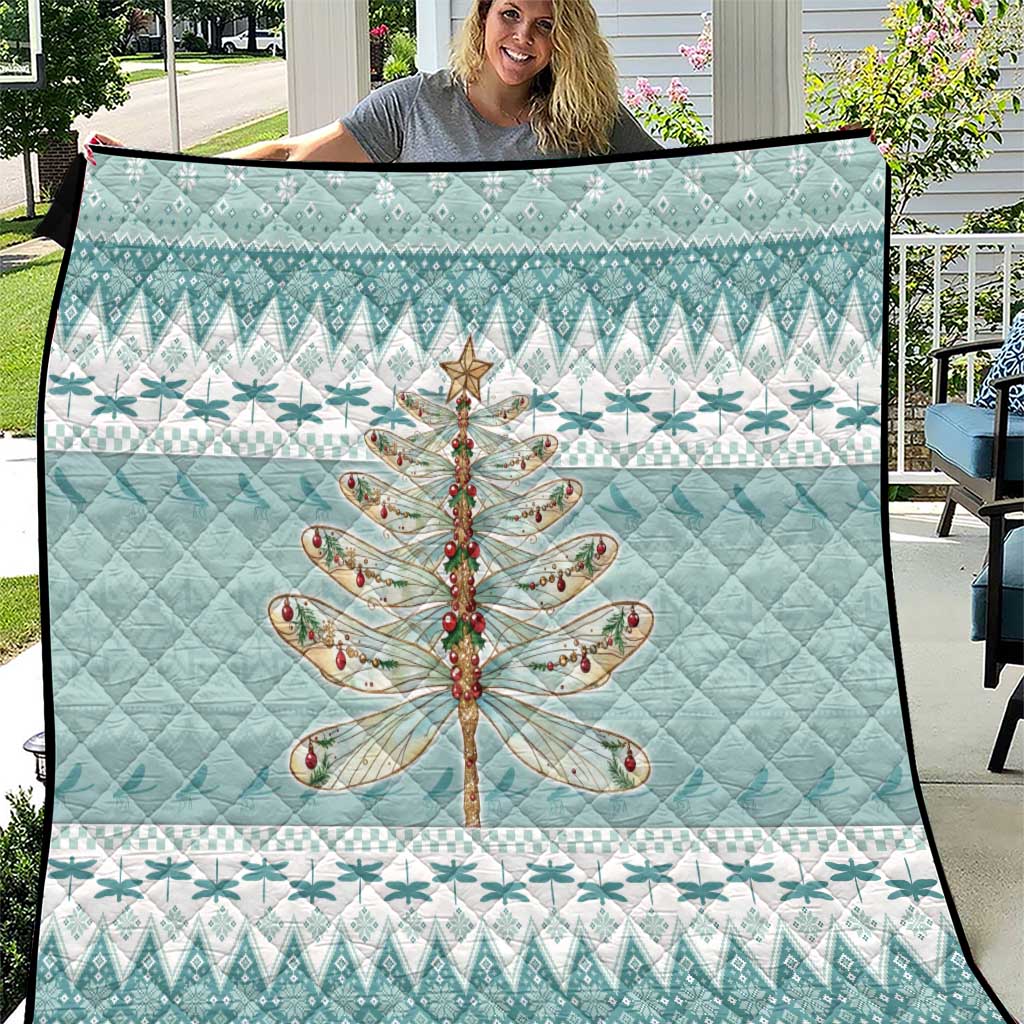 Dragonfly Christmas Quilt Frosty Minty Xmas Tree - Wonder Print Shop