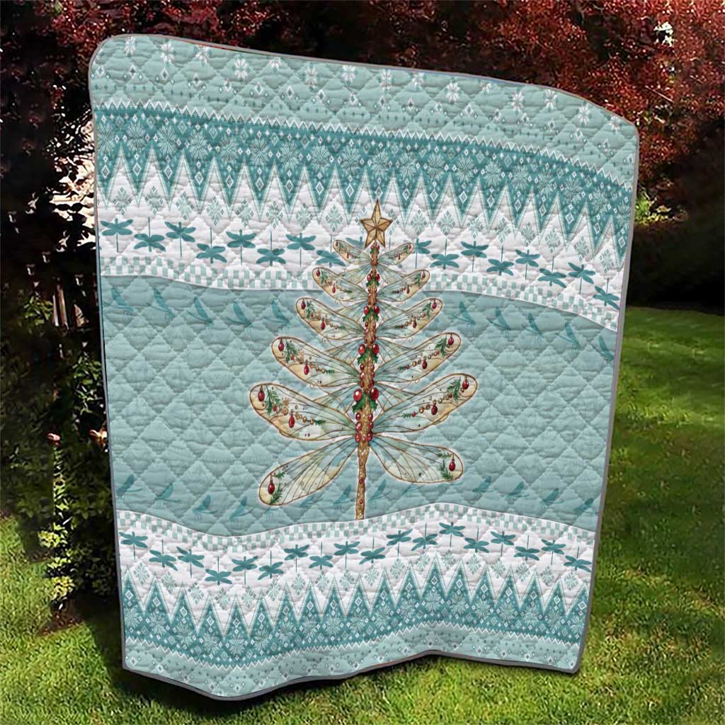 Dragonfly Christmas Quilt Frosty Minty Xmas Tree - Wonder Print Shop