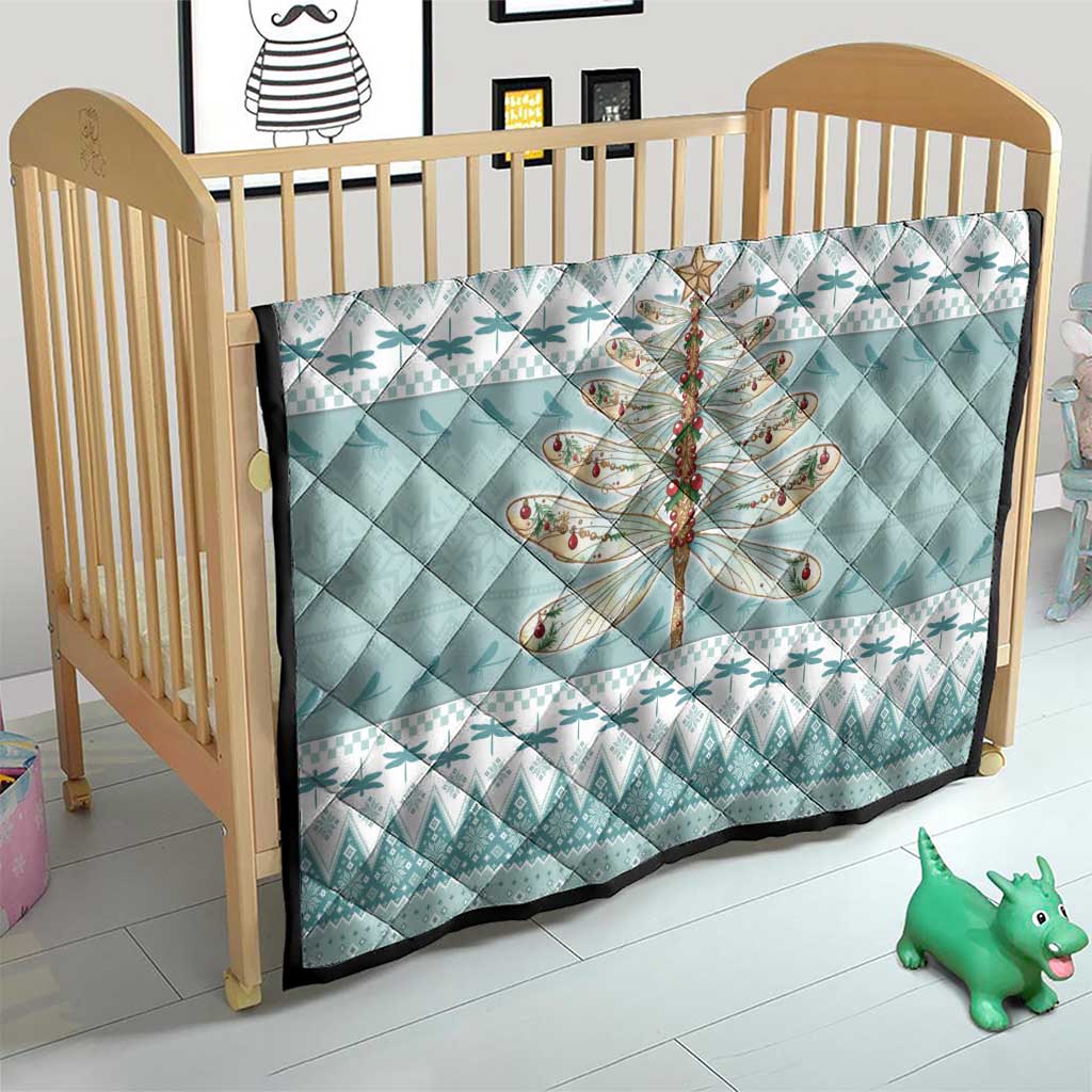 Dragonfly Christmas Quilt Frosty Minty Xmas Tree - Wonder Print Shop