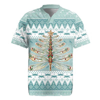 Dragonfly Christmas Rugby Jersey Frosty Minty Xmas Tree - Wonder Print Shop