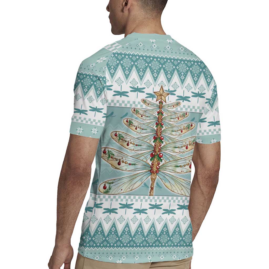 Dragonfly Christmas Rugby Jersey Frosty Minty Xmas Tree - Wonder Print Shop