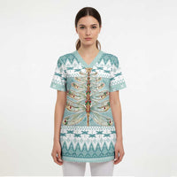 Dragonfly Christmas Scrub Top Frosty Minty Xmas Tree - Wonder Print Shop