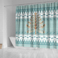 Dragonfly Christmas Shower Curtain Frosty Minty Xmas Tree - Wonder Print Shop