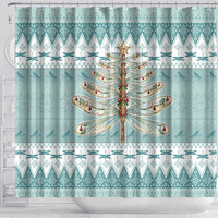 Dragonfly Christmas Shower Curtain Frosty Minty Xmas Tree - Wonder Print Shop