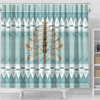Dragonfly Christmas Shower Curtain Frosty Minty Xmas Tree - Wonder Print Shop
