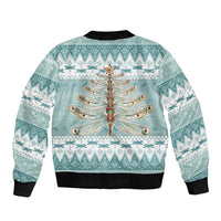 Dragonfly Christmas Sleeve Zip Bomber Jacket Frosty Minty Xmas Tree - Wonder Print Shop