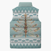 Dragonfly Christmas Sleeveless Puffer Jacket Frosty Minty Xmas Tree - Wonder Print Shop